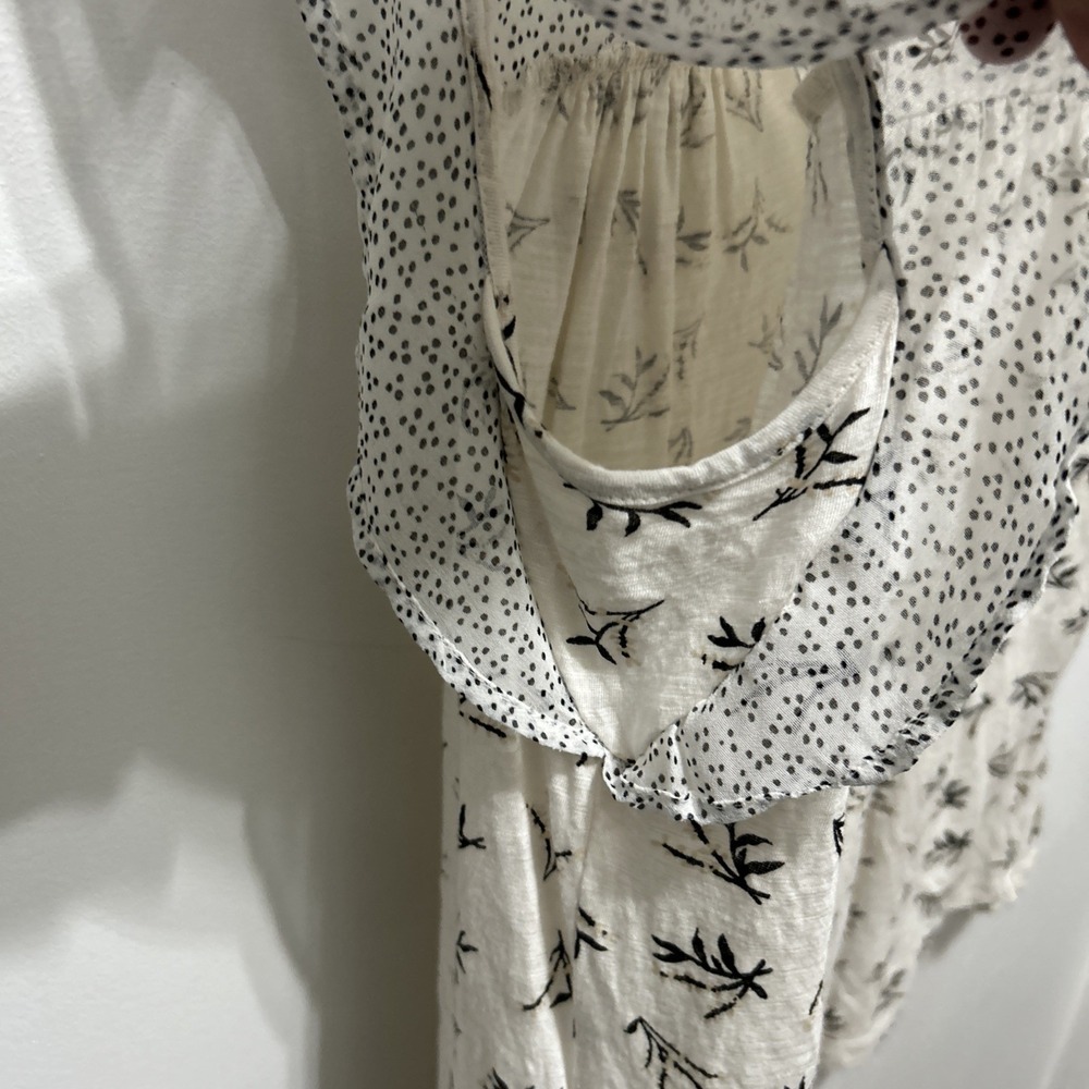 Lucky Brand Short Sleeve Ivory Floral Shirt Business casual career breathable LG - Picture 12 of 13